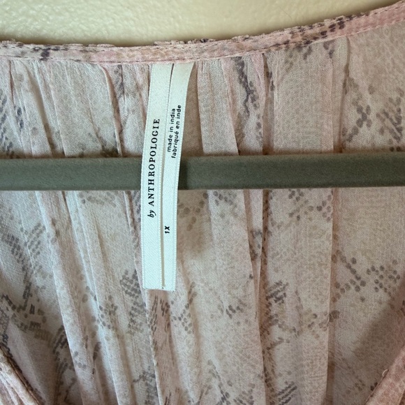 Anthropologie Plus Size 1X Sheer V-Neck Flutter Sleeve Midi Dress EUC - Picture 6 of 13